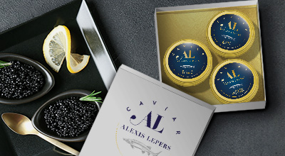 Photo boites de caviar Alexis Lepers